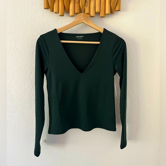 NWT Old Navy Emerald Green V neck Long Sleeve Women Size Small - Picture 1 of 5